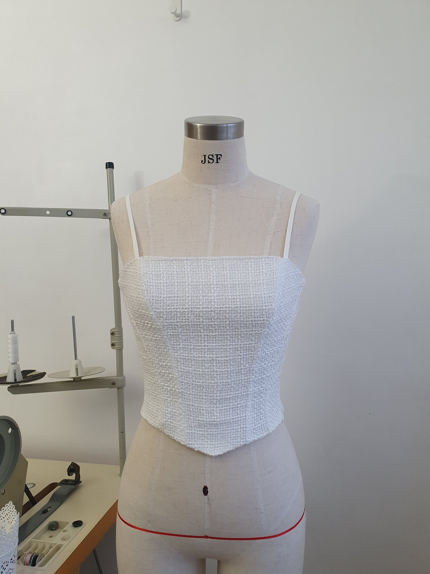 Elle Tweed corset top - Ivory