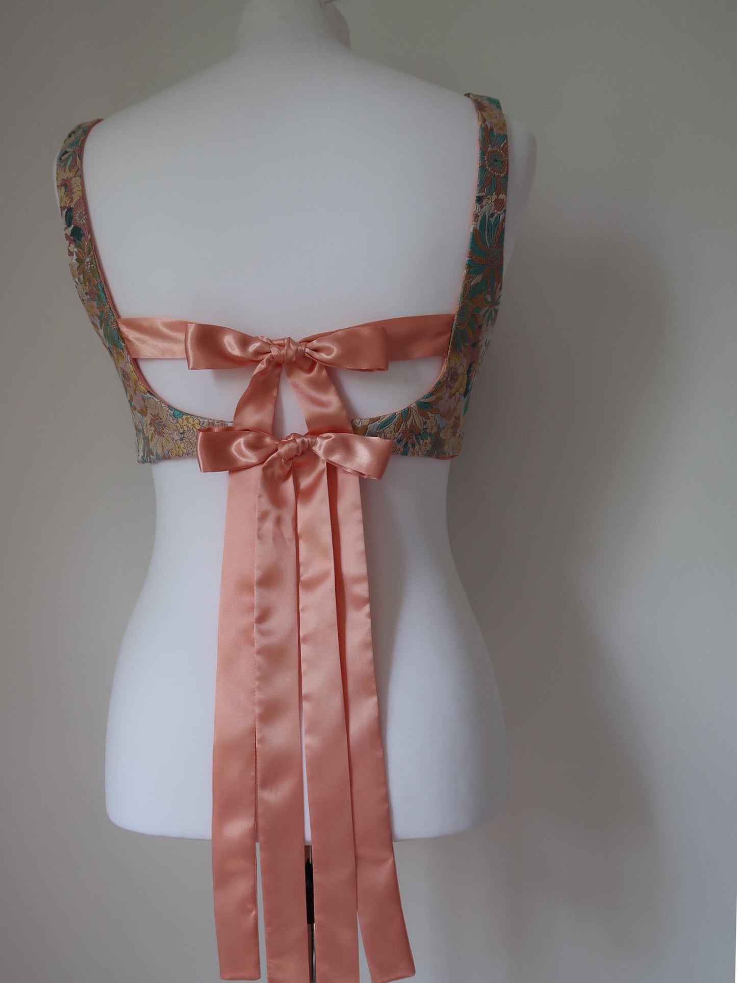 Floral jacquard croptop - Coral