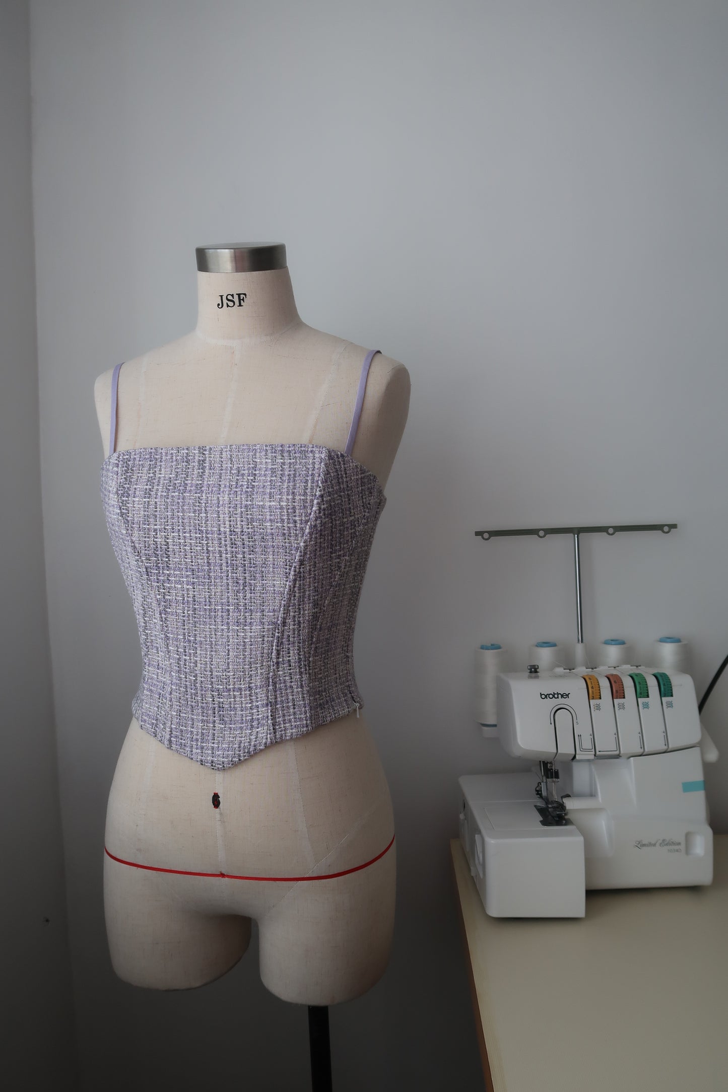 Elle Tweed corset top - Lilac
