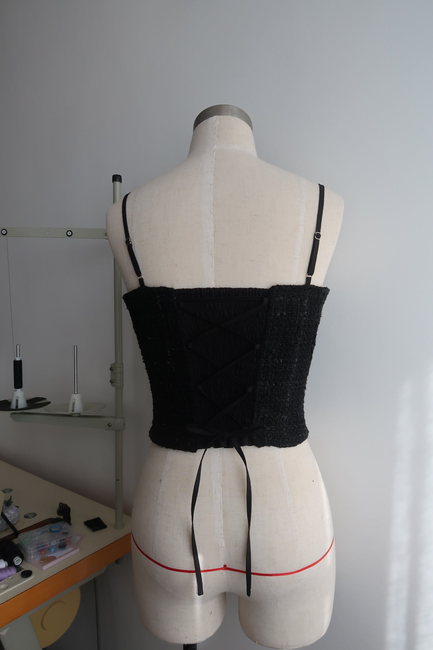 Elle Tweed corset top - Black