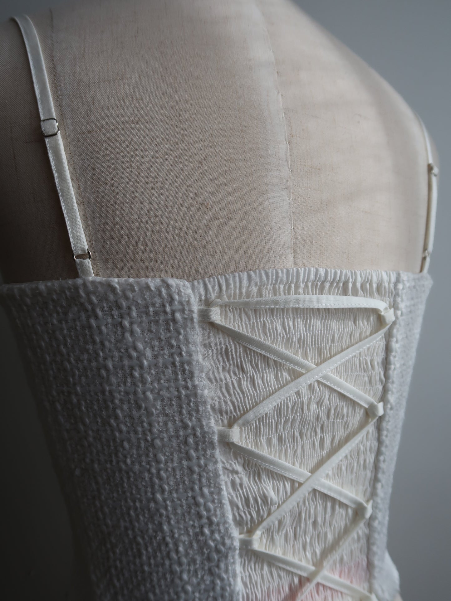 Elle Tweed corset top - Ivory