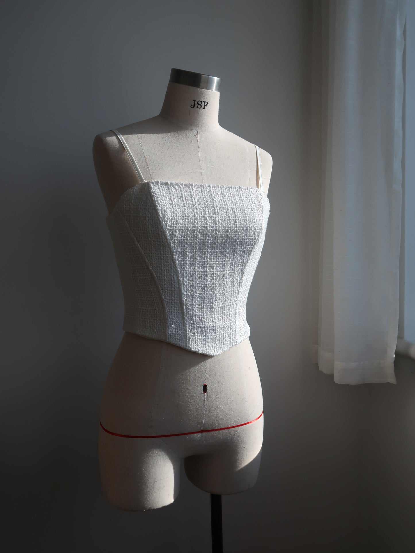 Elle Tweed corset top - Ivory