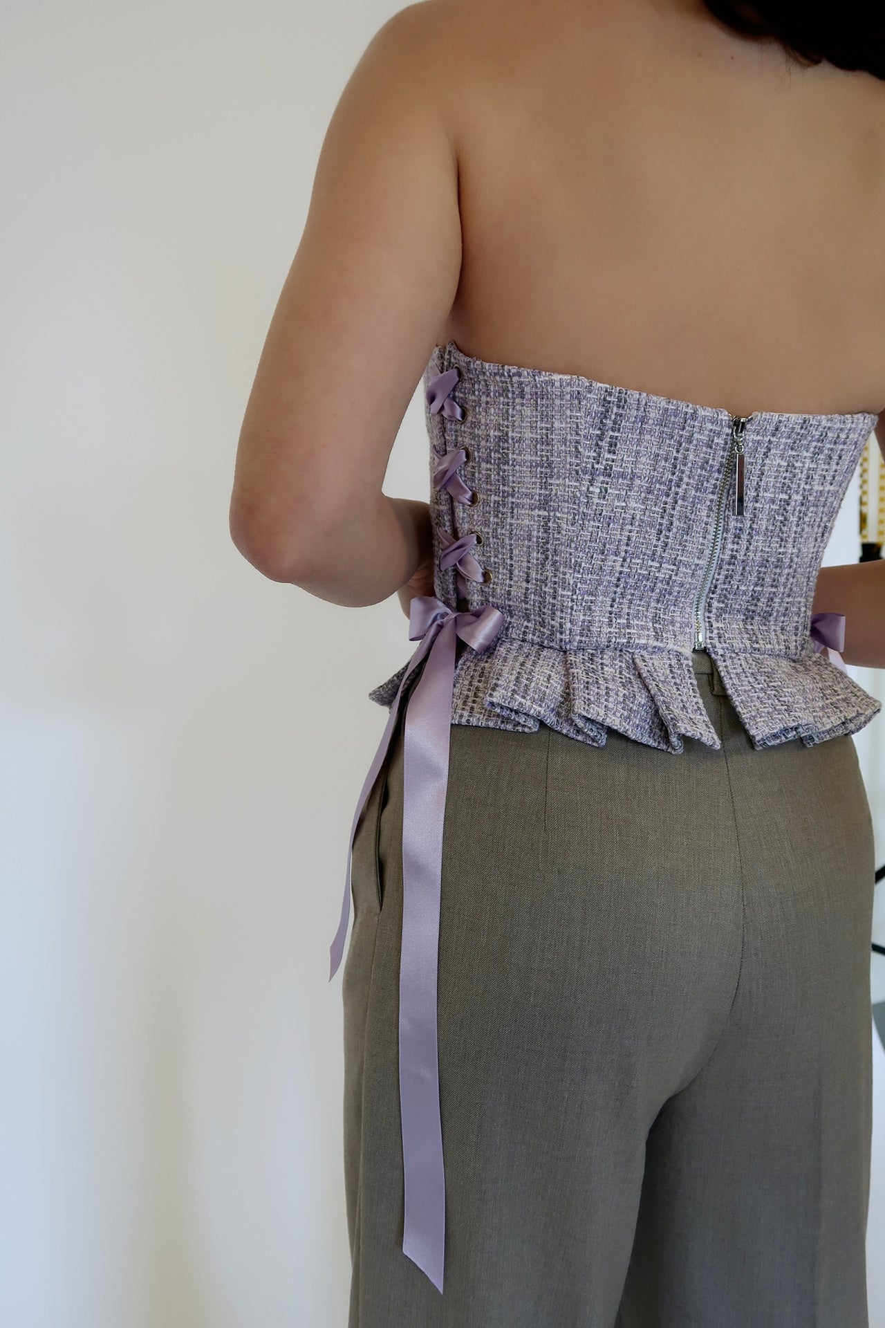 Tweed Corset top in Lilac