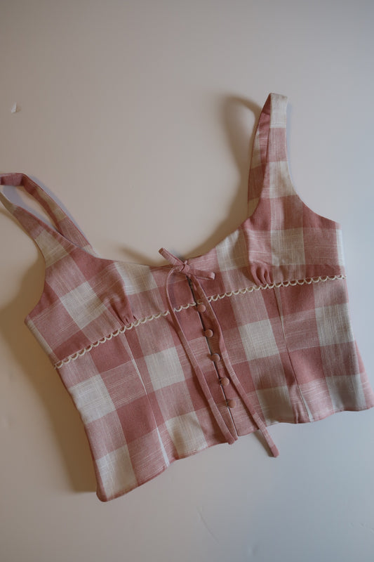 Sienna Checked Top - Pink Plaid