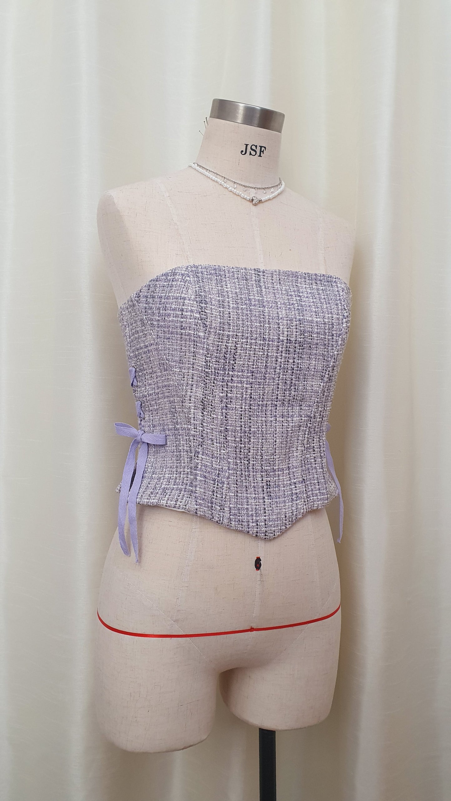 Elle Tweed Corset Top - Lilac