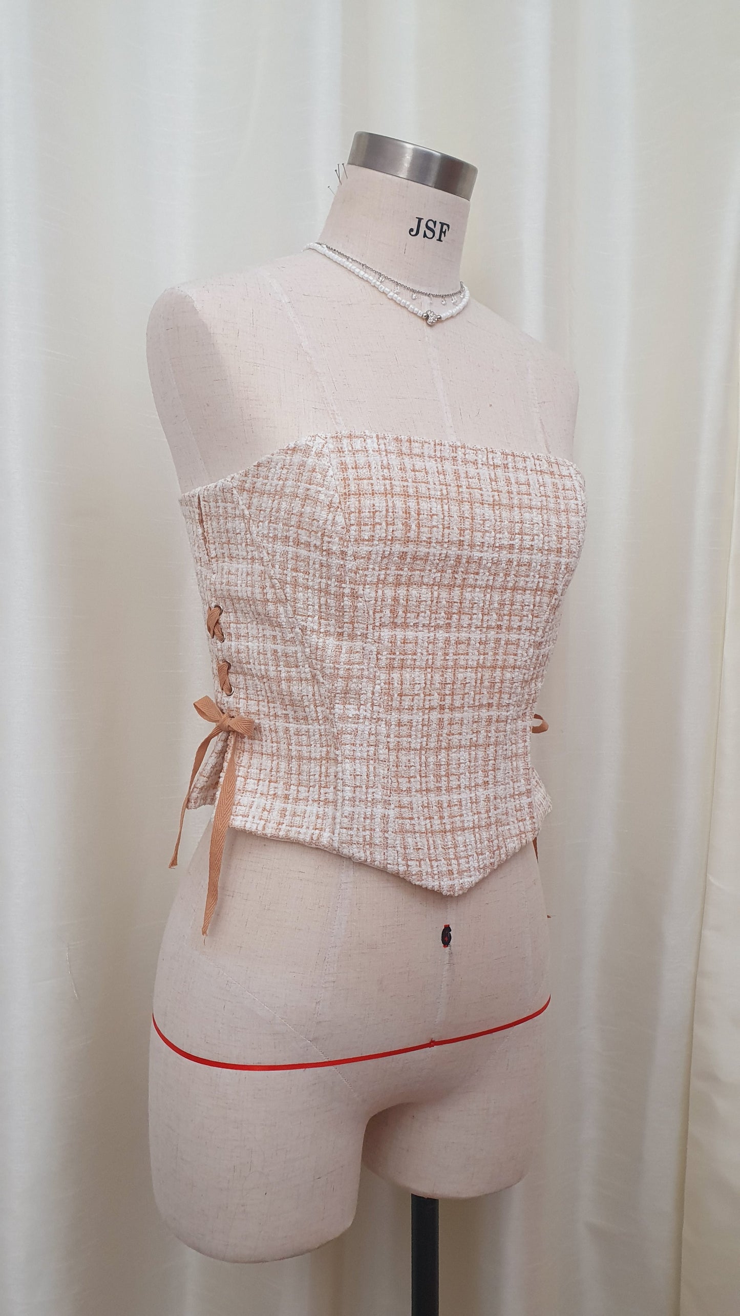 Elle Tweed Corset Top - Beige