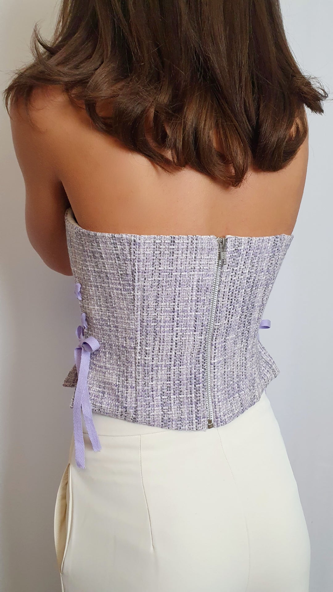 Elle Tweed Corset Top - Lilac