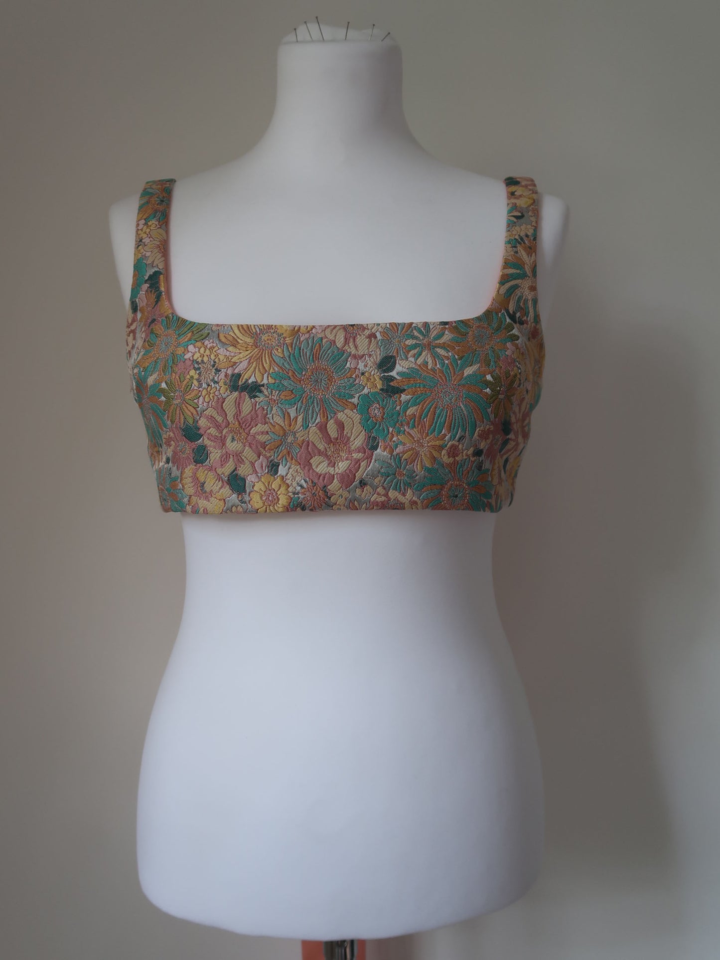 Floral jacquard croptop - Coral