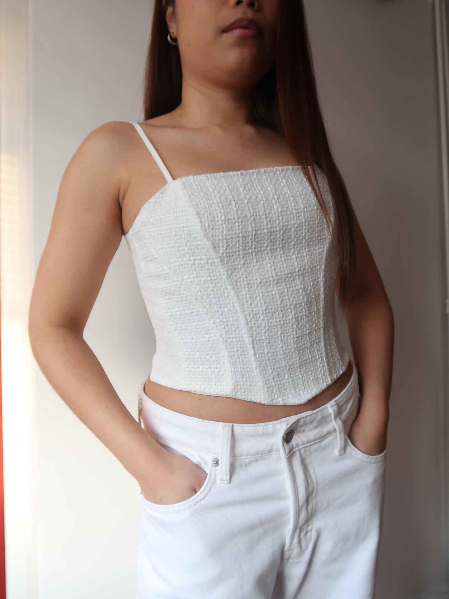 Elle Tweed corset top - Ivory