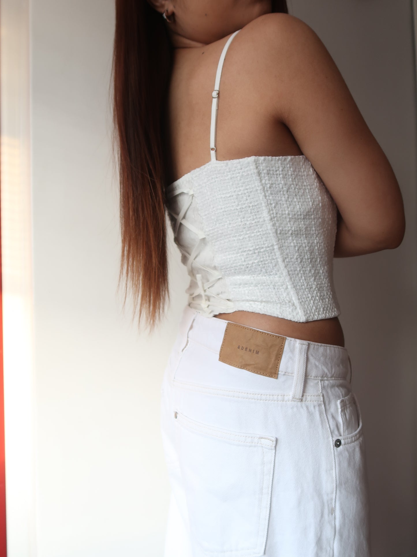 Elle Tweed corset top - Ivory