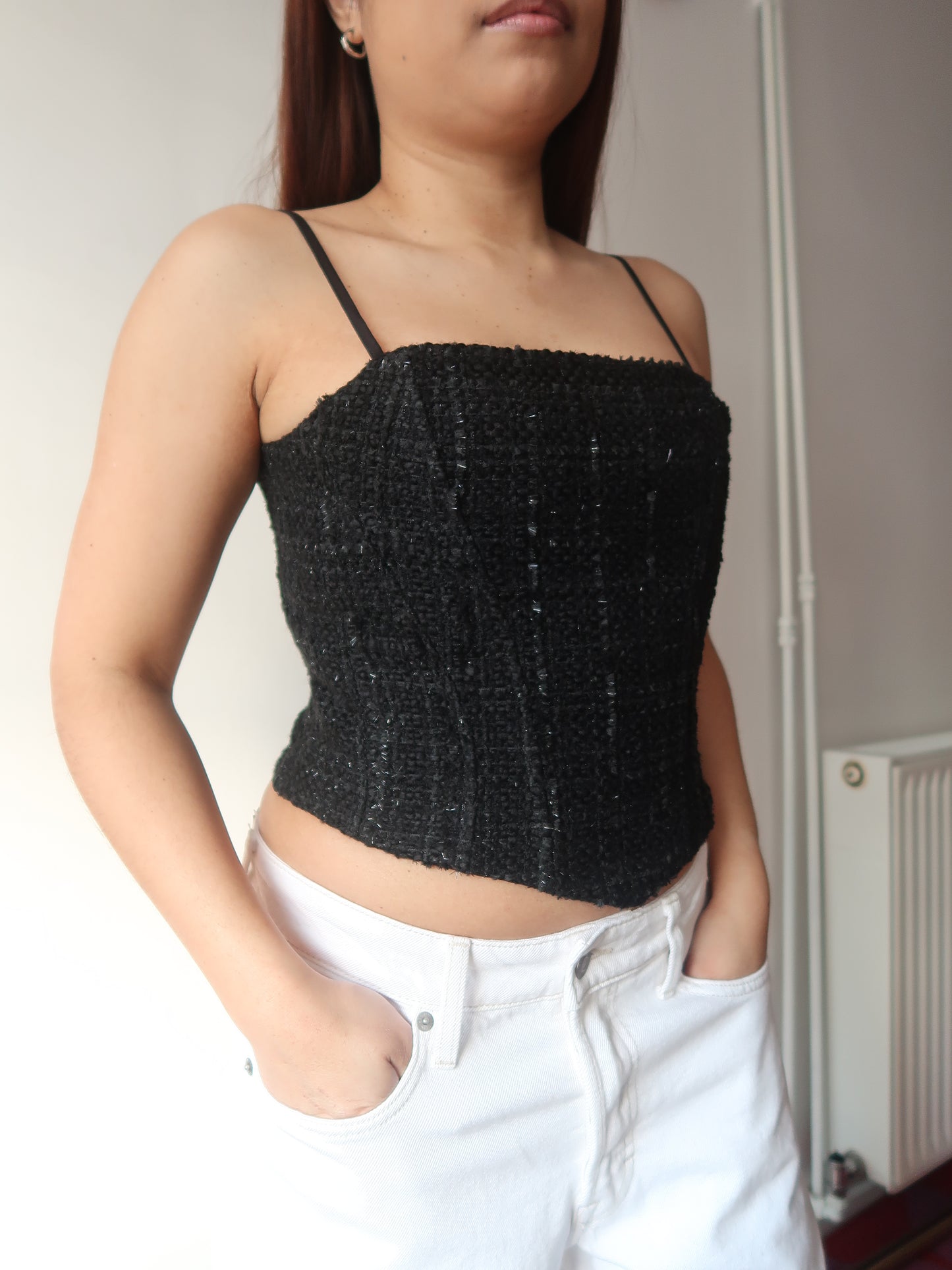 Elle Tweed corset top - Black