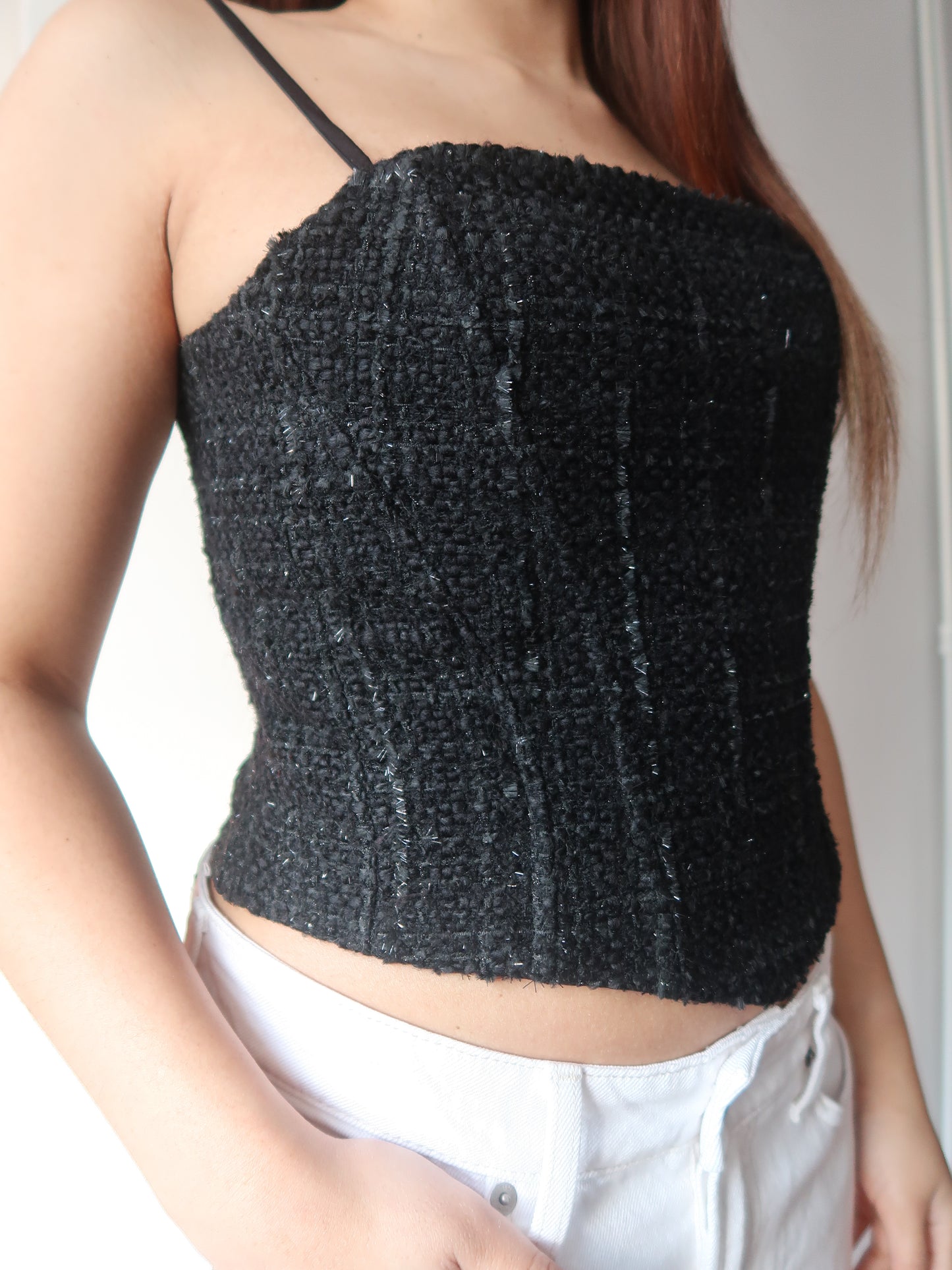 Elle Tweed corset top - Black