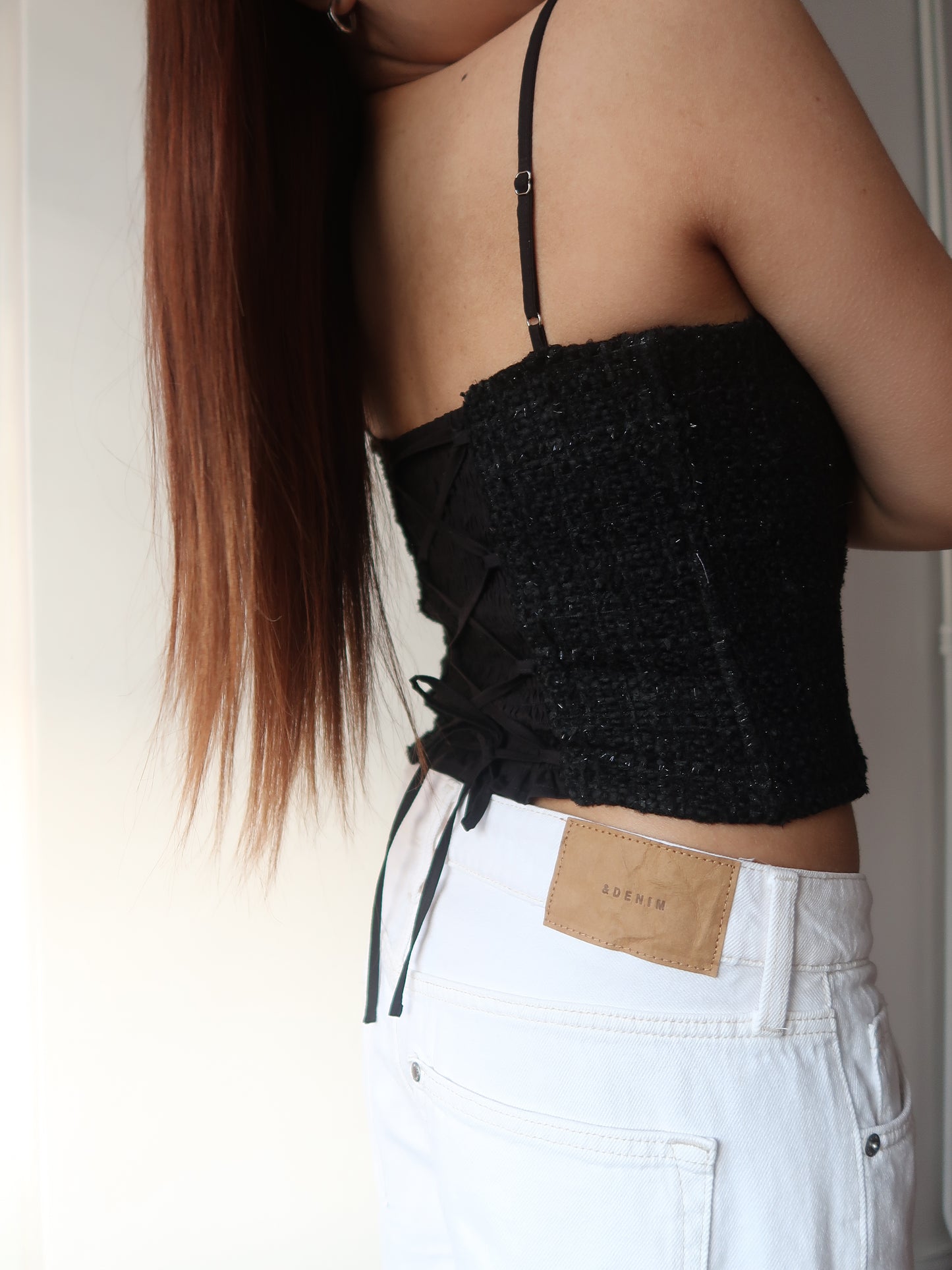 Elle Tweed corset top - Black