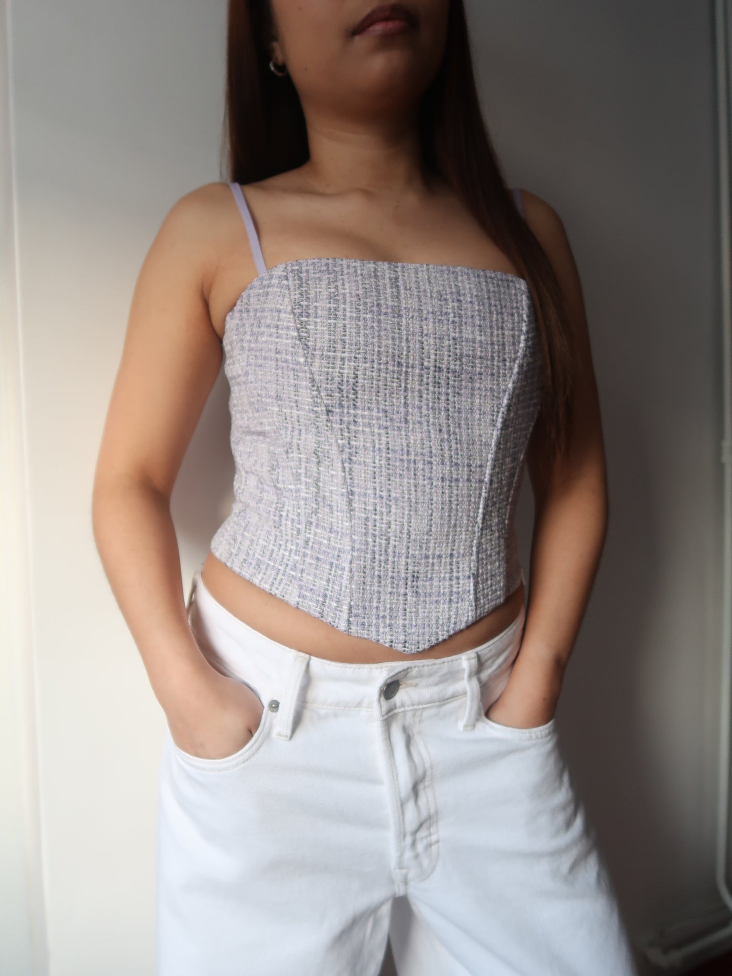 Elle Tweed corset top - Lilac