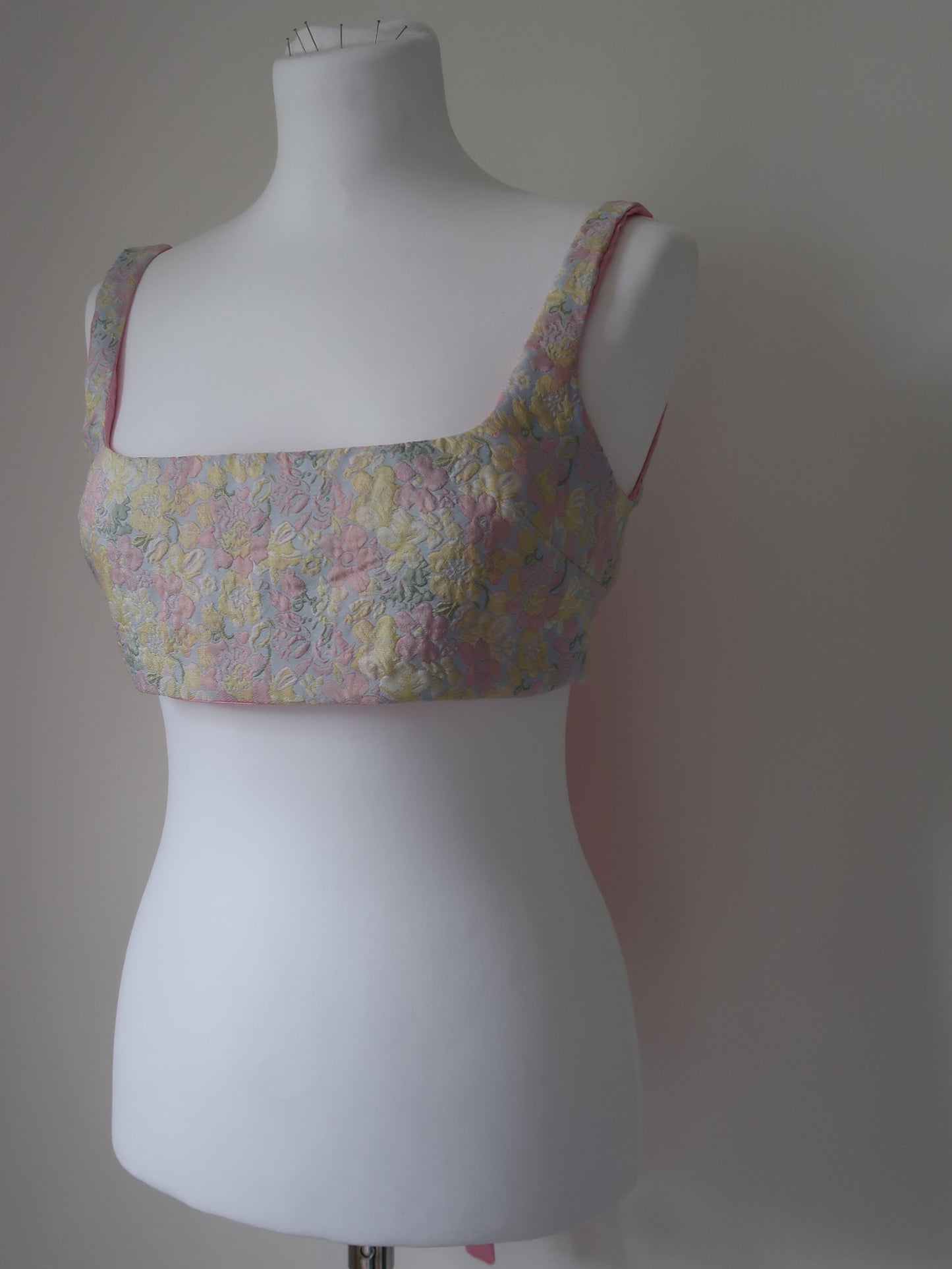 Floral jacquard croptop - Pink