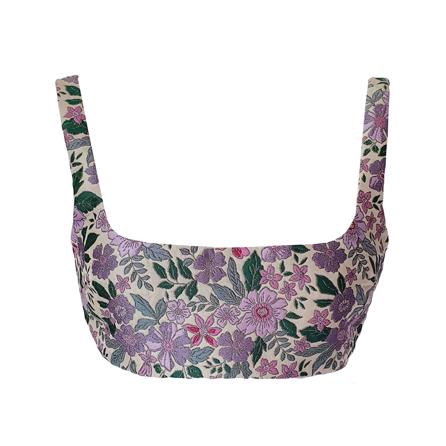 Floral jacquard croptop - Purple