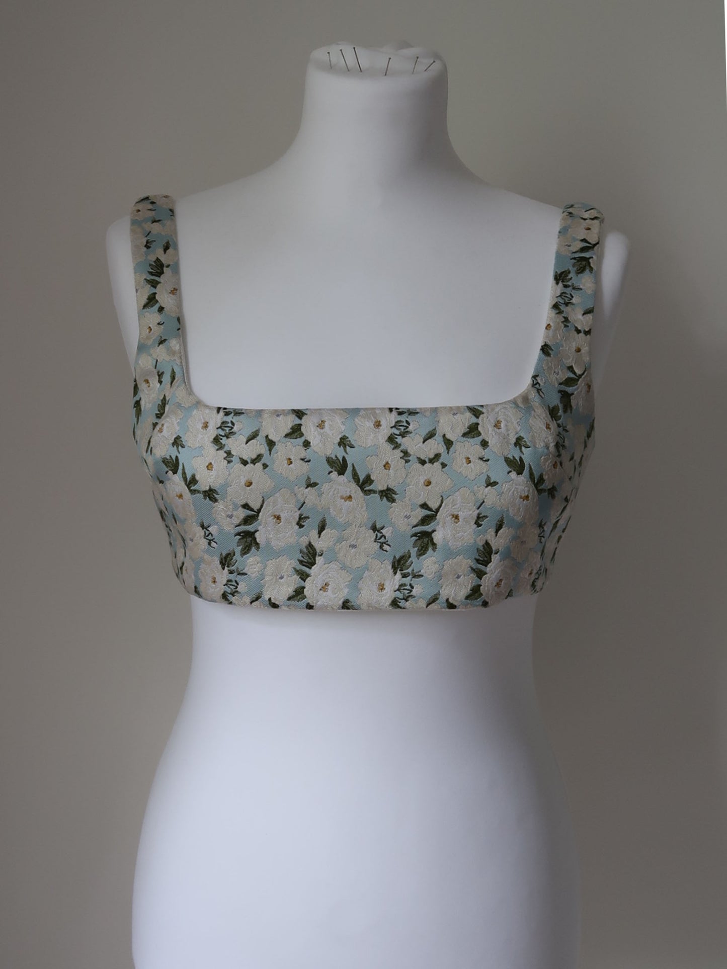 Floral jacquard croptop - White