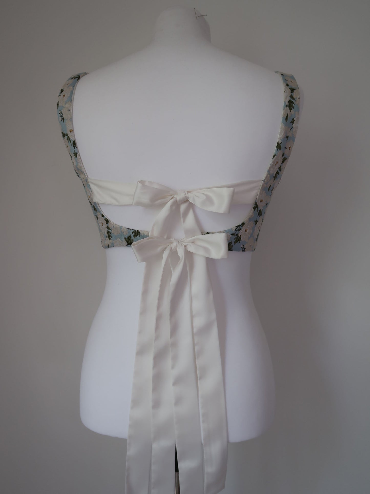 Floral jacquard croptop - White