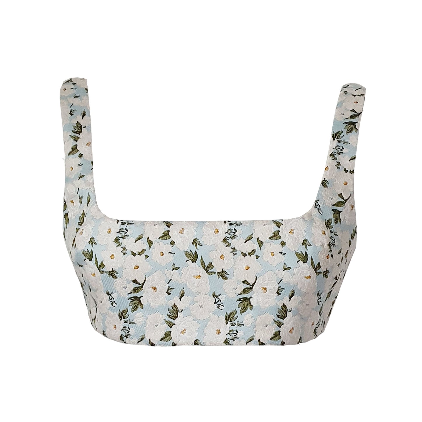 Floral jacquard croptop - White