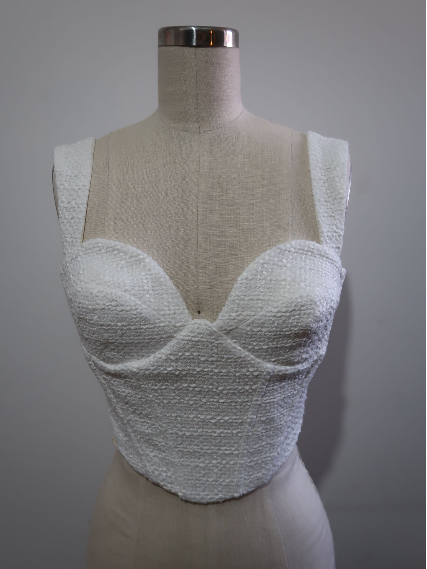 Bustier tweed corset top - White