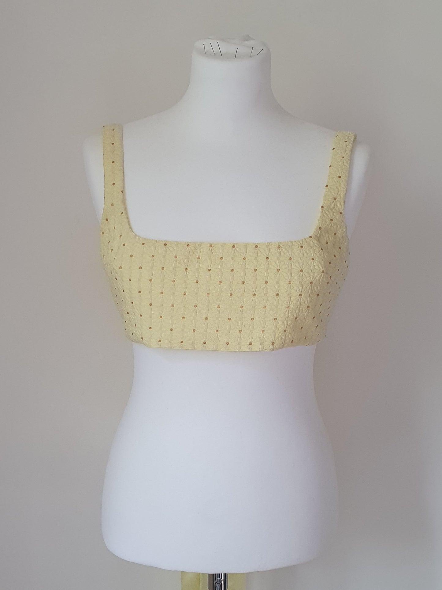 Floral jacquard croptop - Yellow