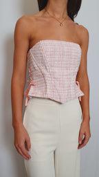 Elle Tweed corset top - Light Pink