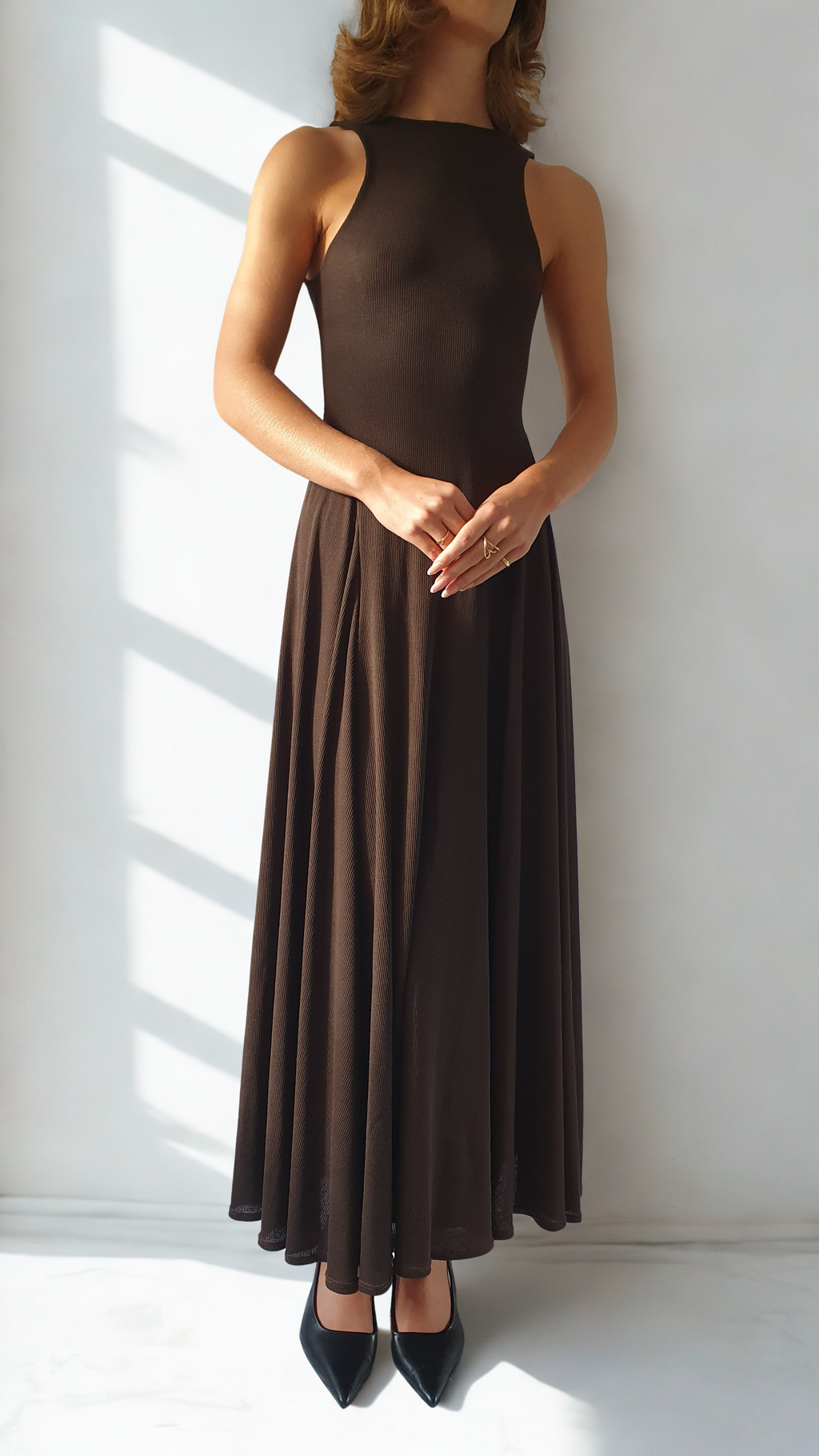 Millie Dress in chocolate brown