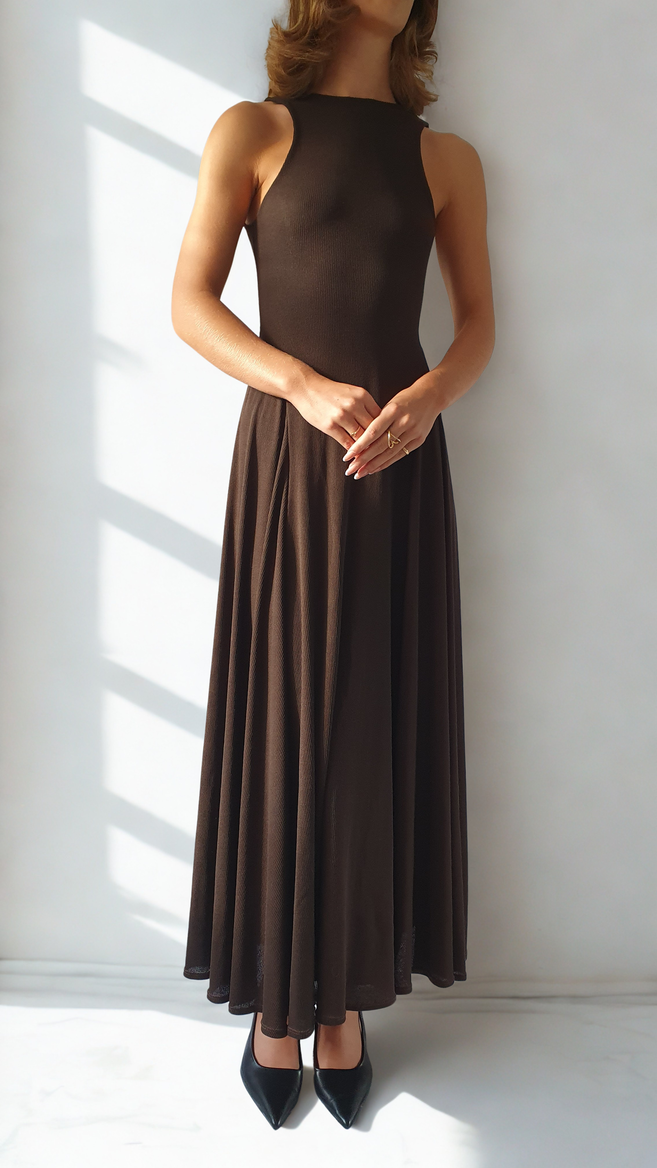 Millie Dress in chocolate brown