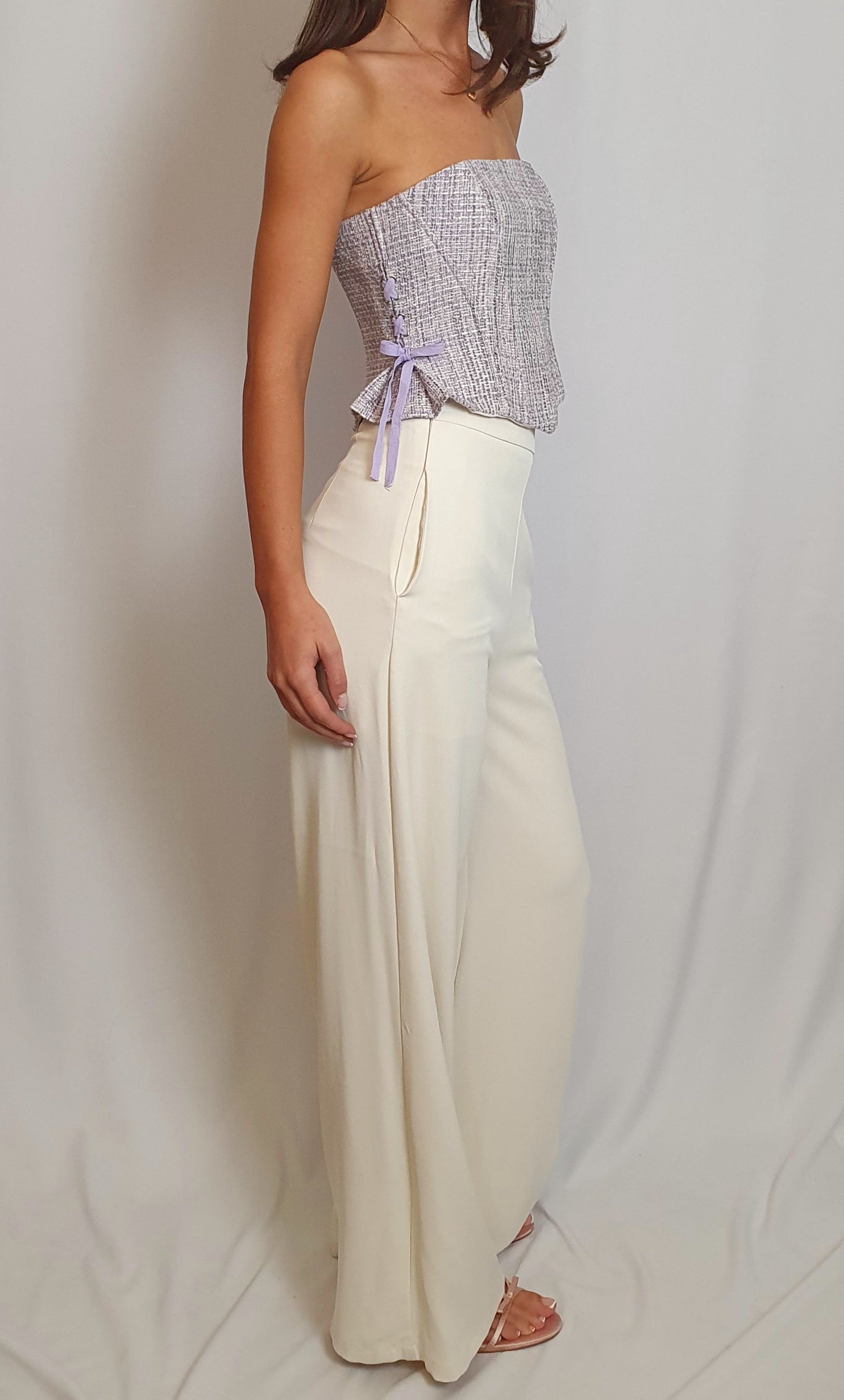 Elle Tweed corset top - Lilac