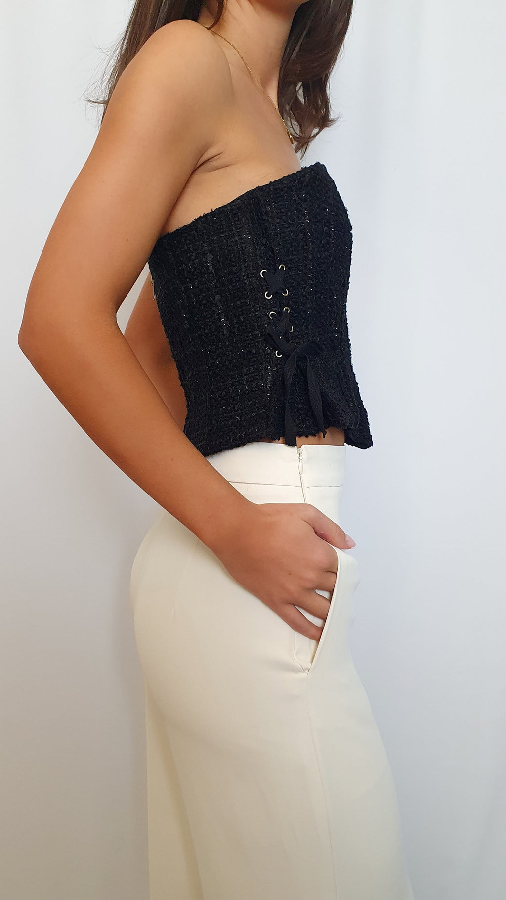 Elle Tweed corset top - Black