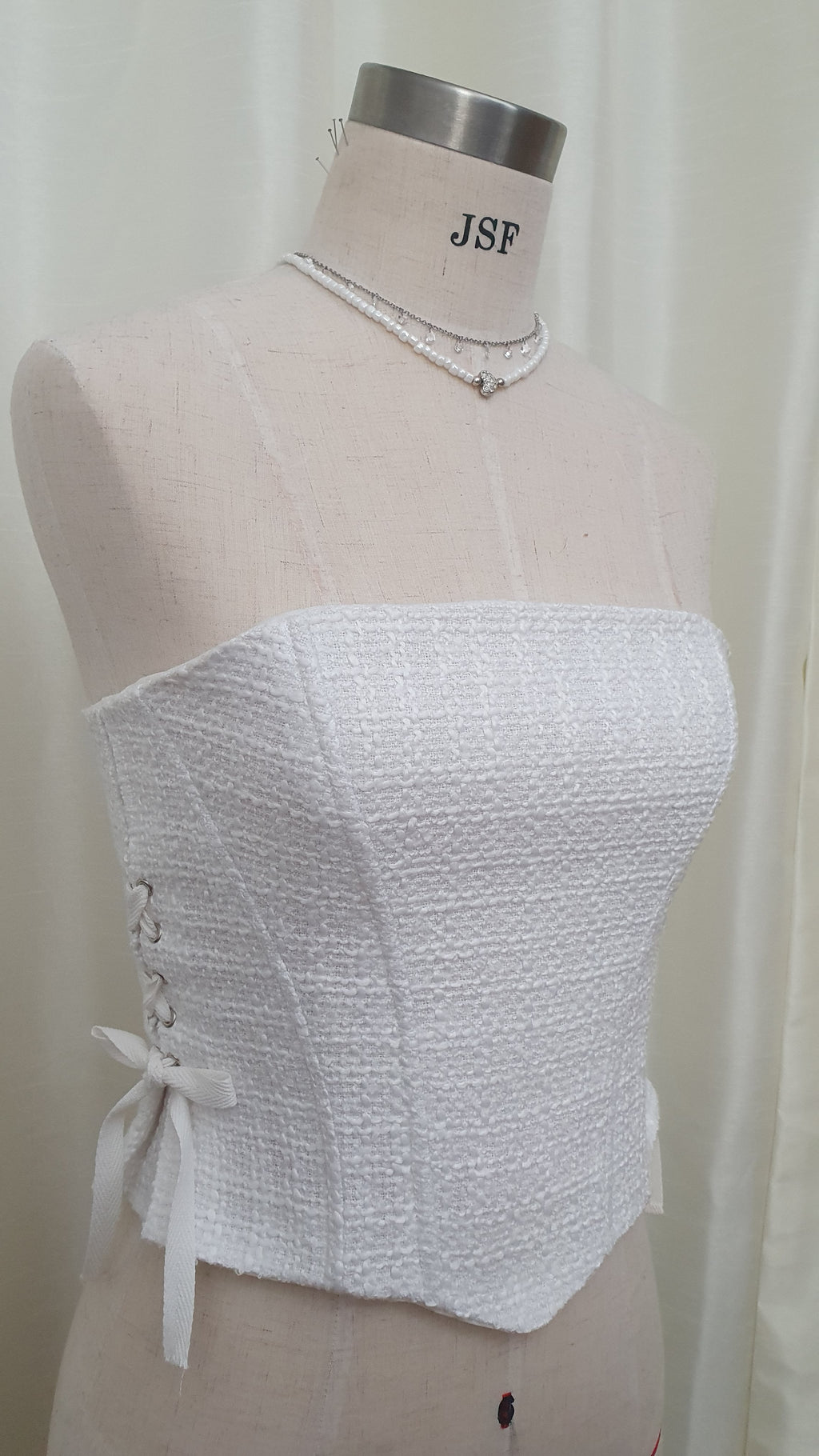 Elle Tweed corset top - Ivory