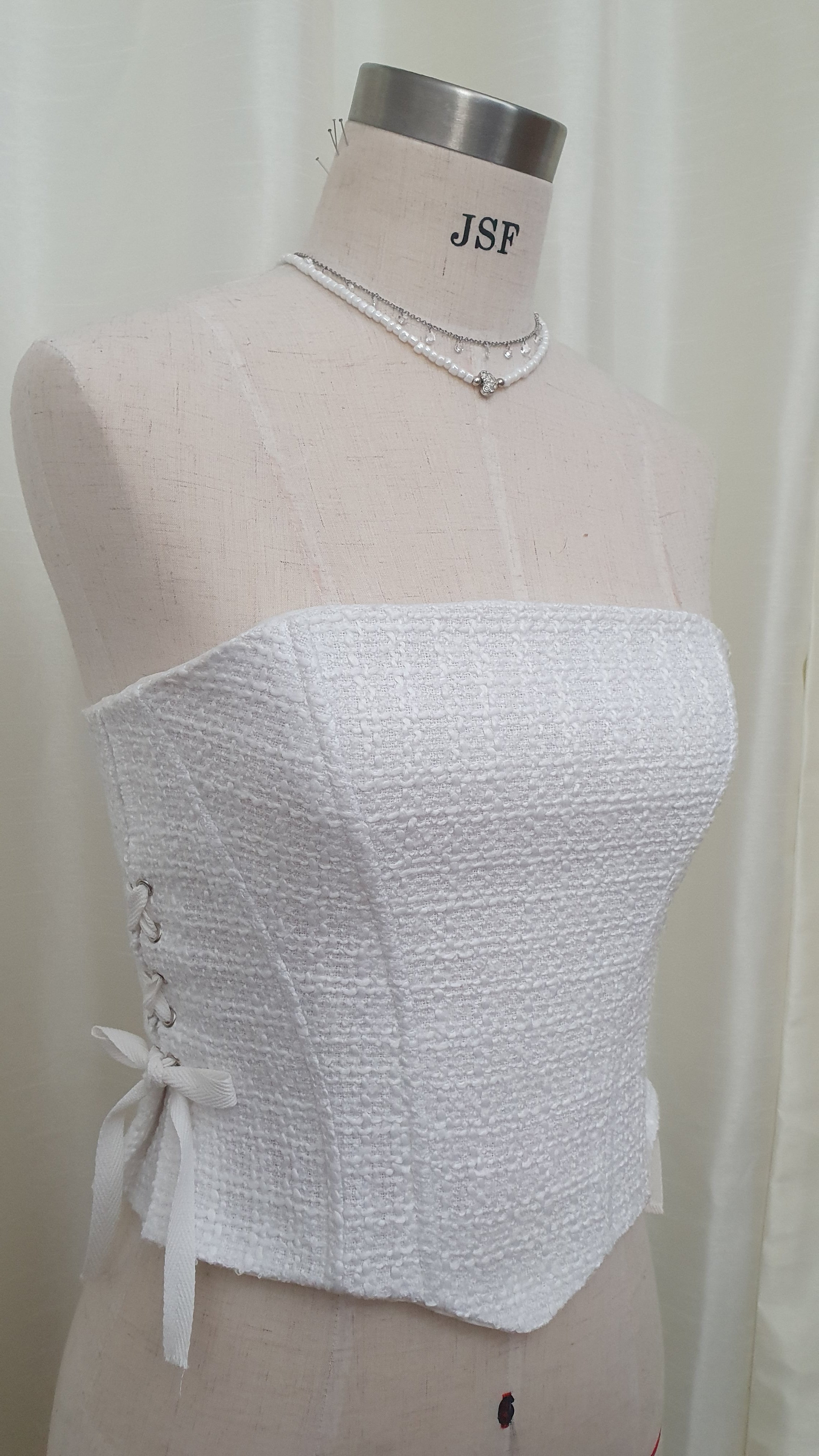 Elle Tweed corset top - Ivory