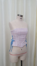 Elle Tweed corset top - Pink/Blue