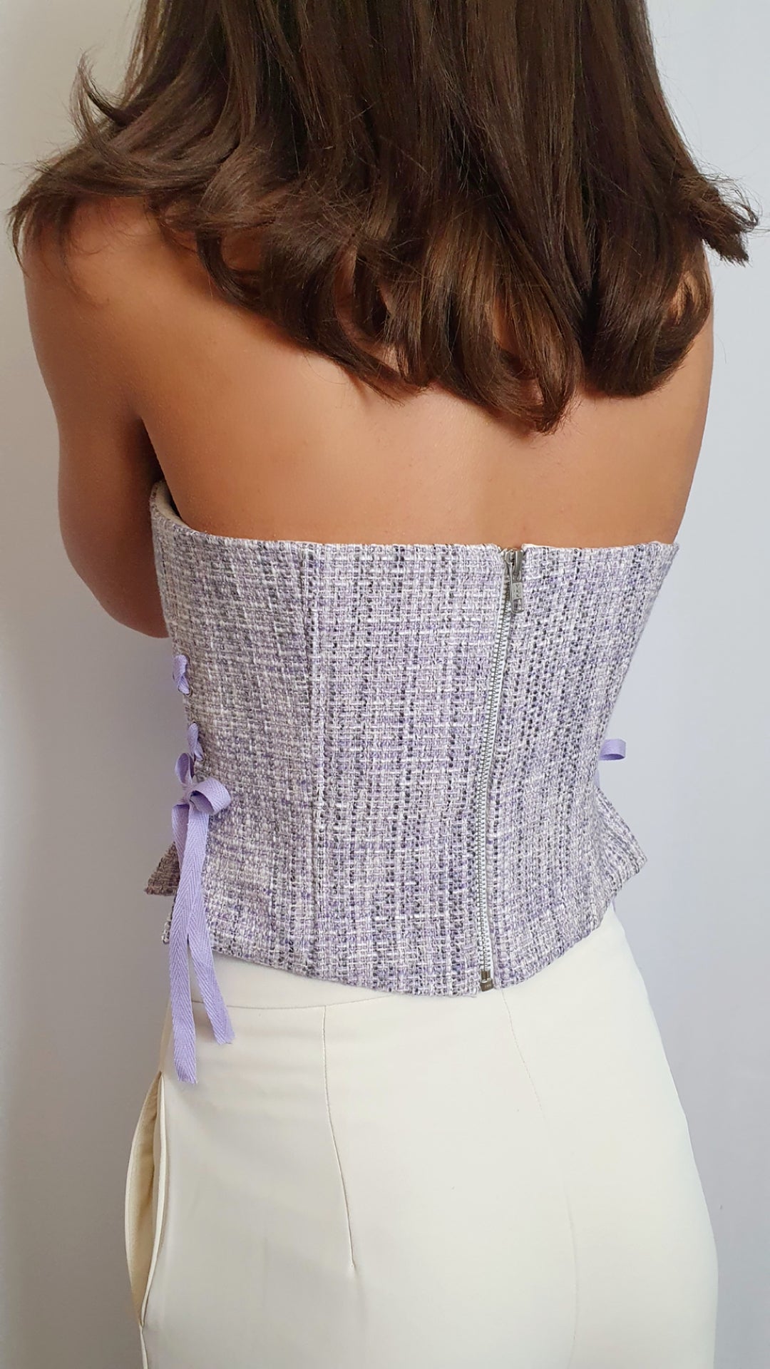 Elle Tweed corset top - Lilac
