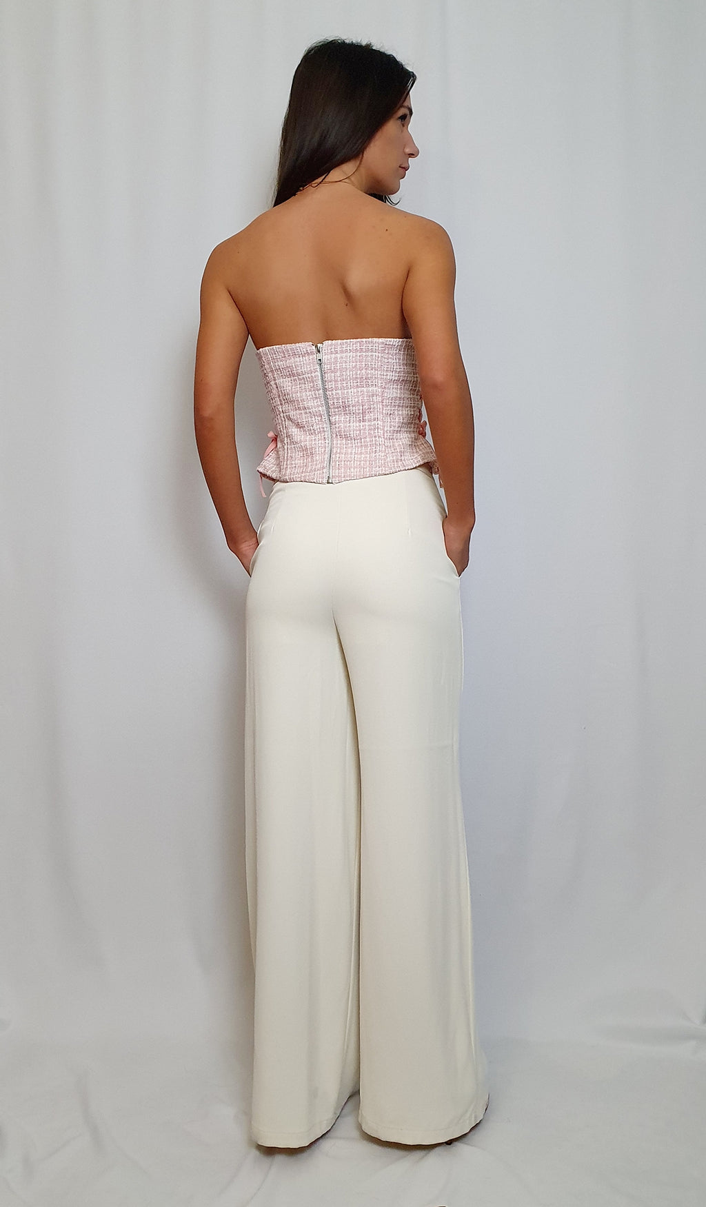 Elle Tweed corset top - Light Pink