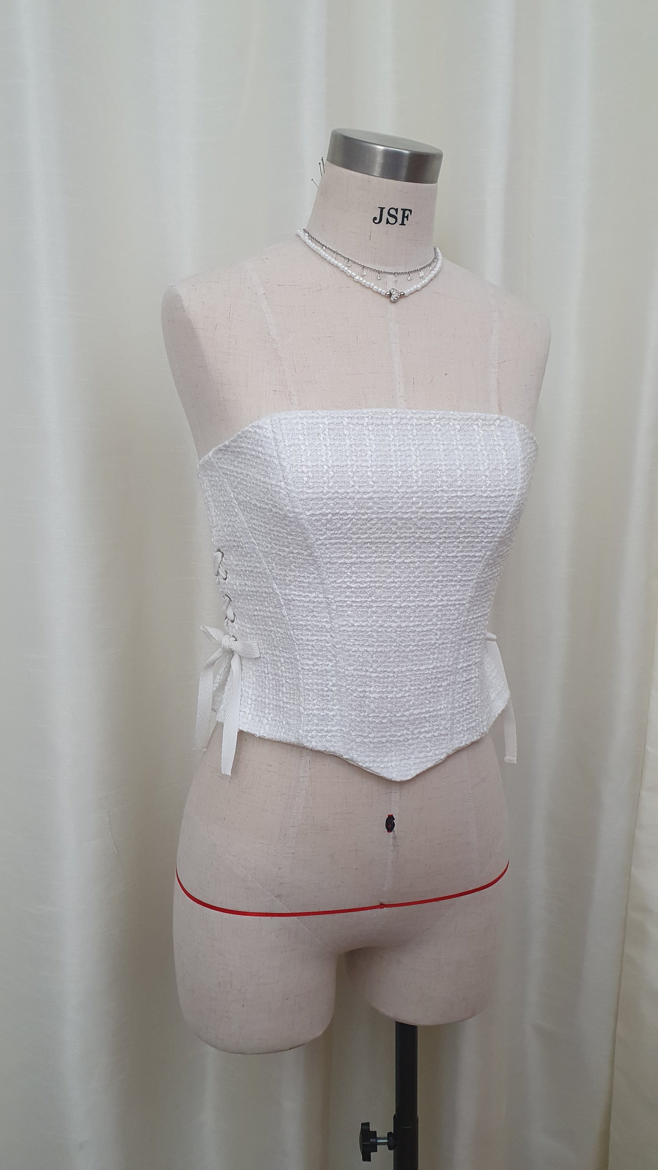 Elle Tweed corset top - Ivory