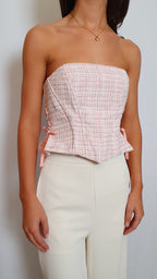 Elle Tweed corset top - Light Pink