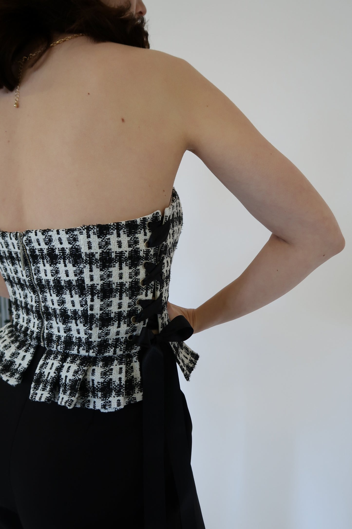 Tweed Corset top in Black