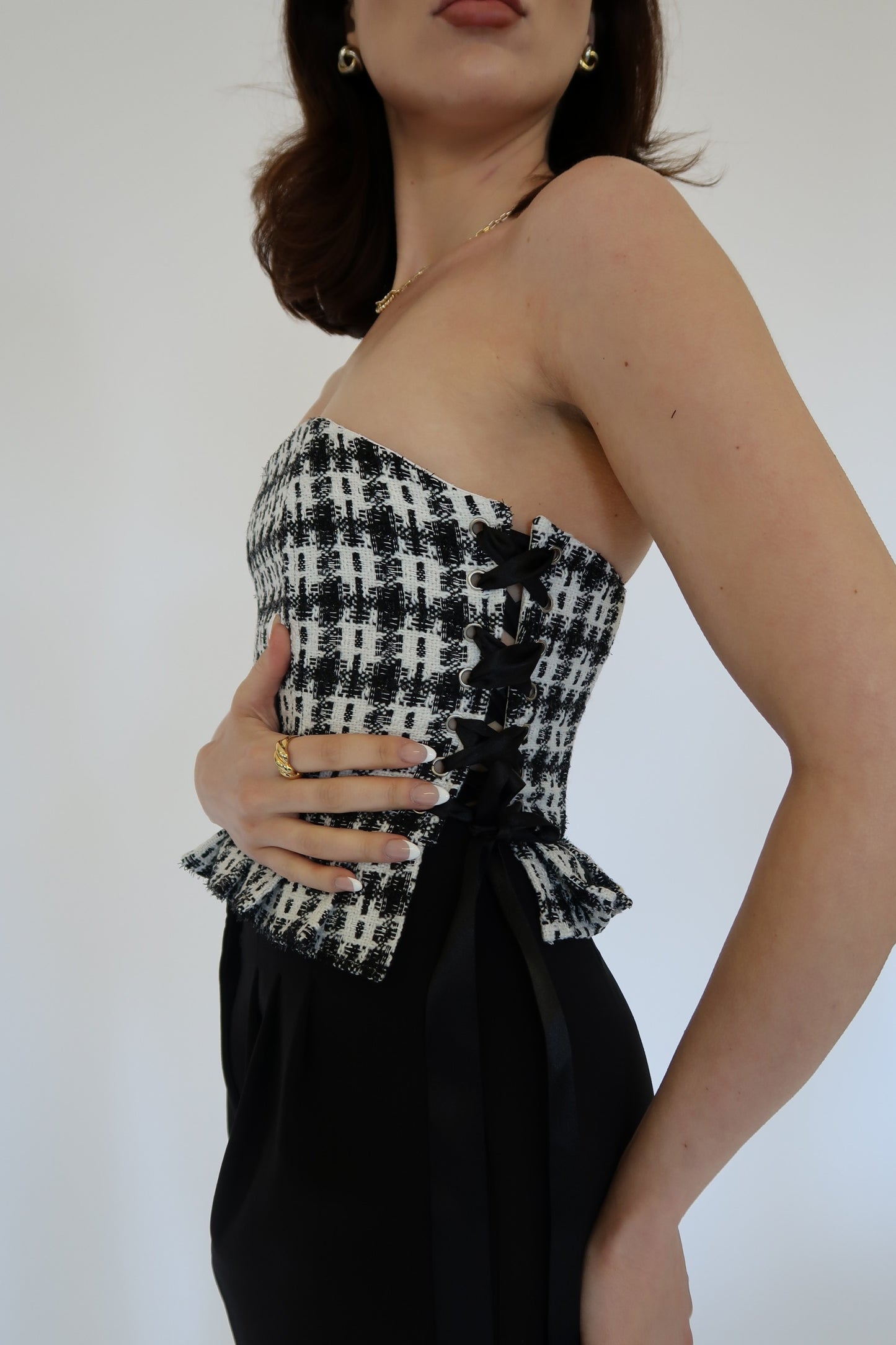 Tweed Corset top in Black