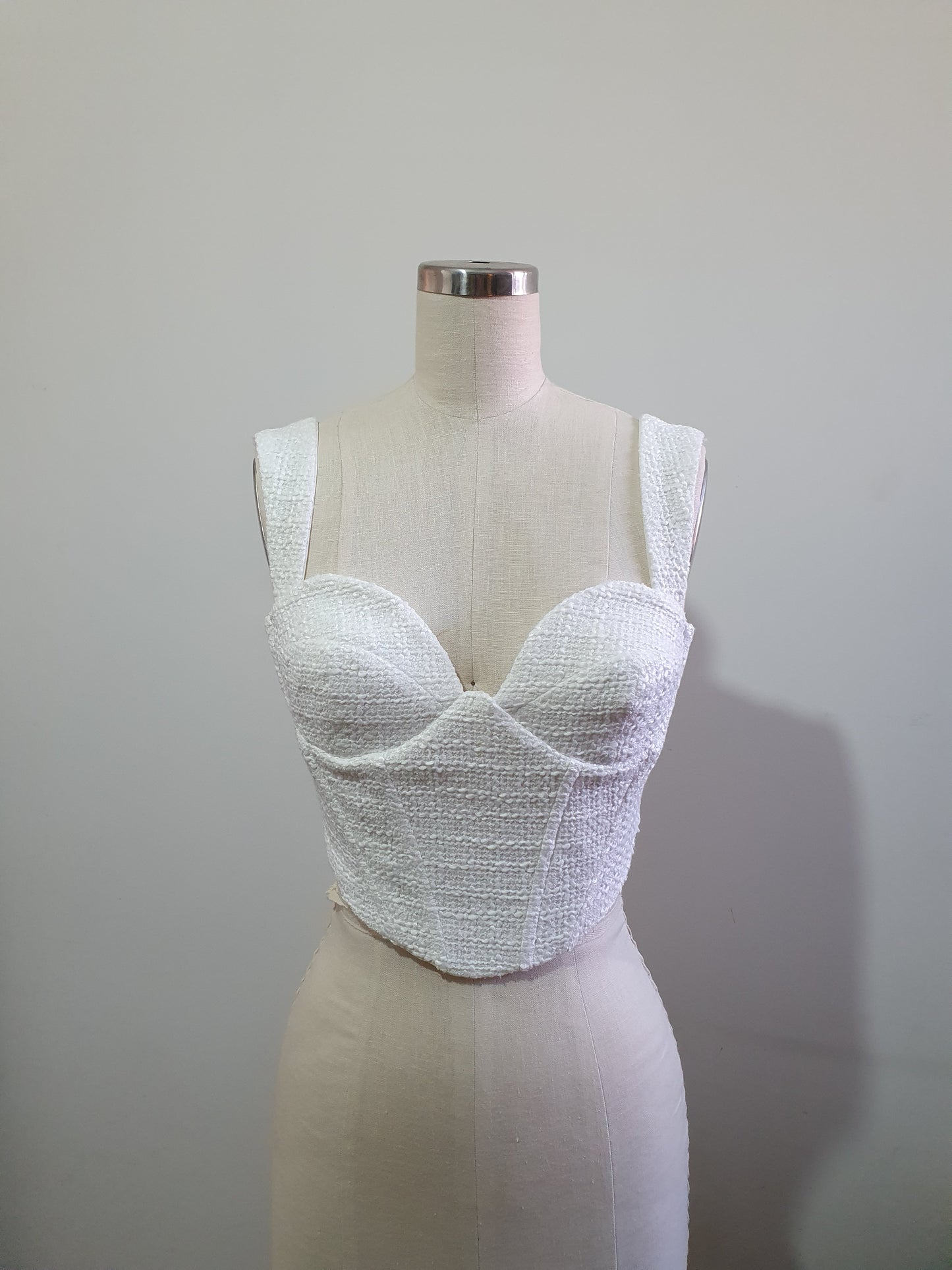 Bustier tweed corset top - White