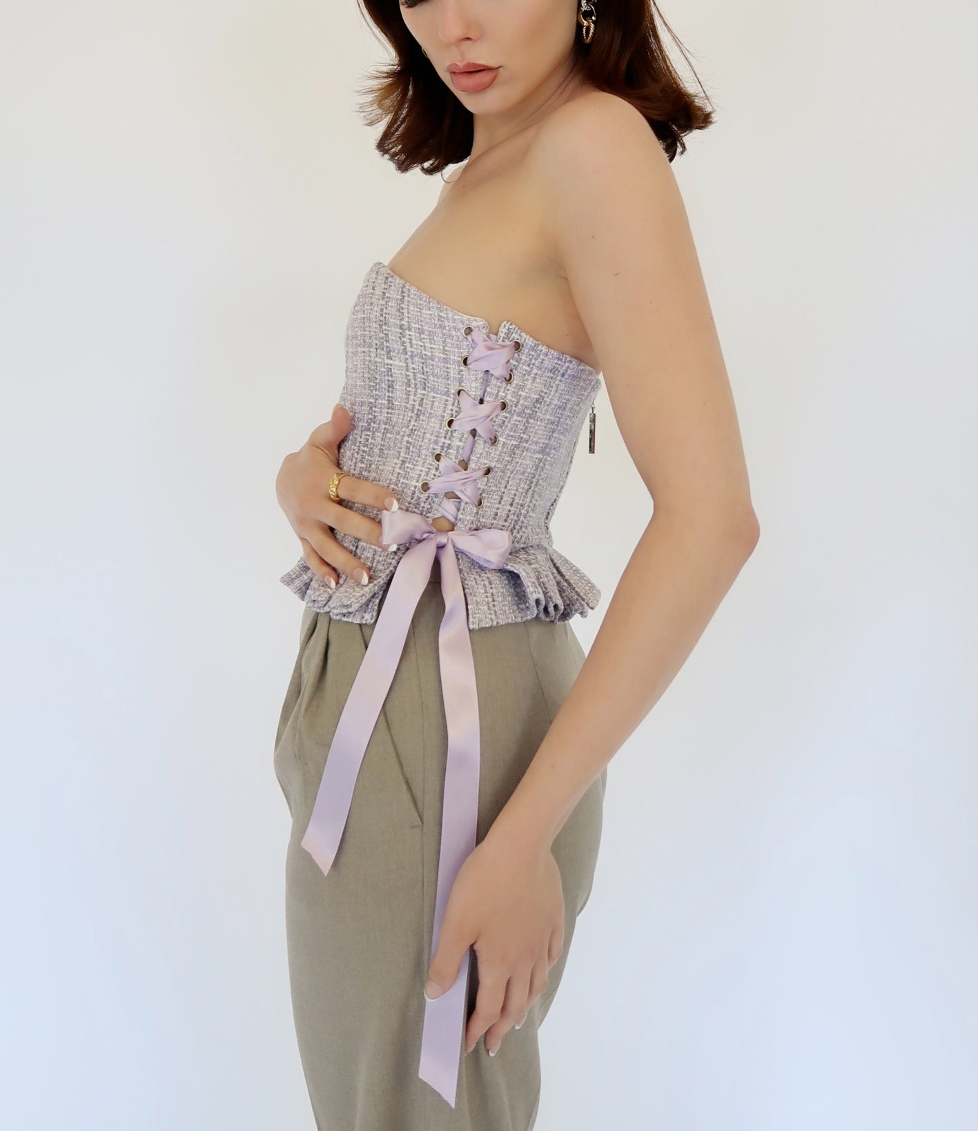 Tweed Corset top in Lilac