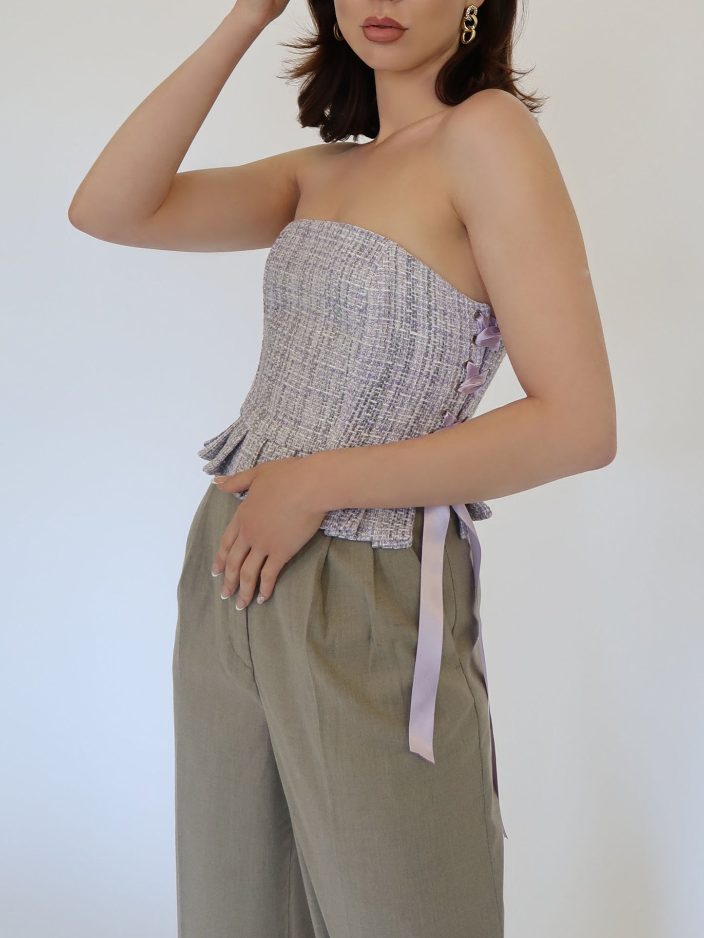 Tweed Corset top in Lilac